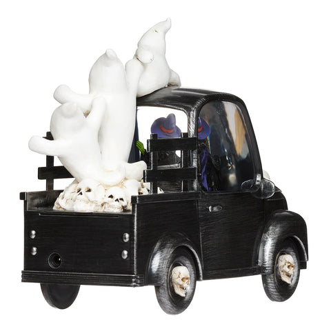 Lighted Swirl Vintage Truck W/ Witch and Ghosts, 7.75"