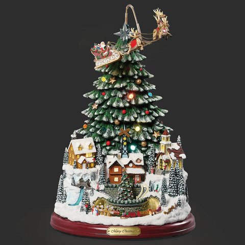 Lighted Musical Christmas Tree with Village & Rotating Train - Amusements, 13.75"