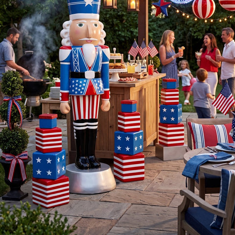 4th of July Stacked Giftbox Tower, 28"