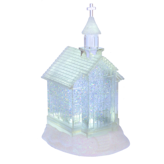 10.75" Lighted LED Shimmer Church