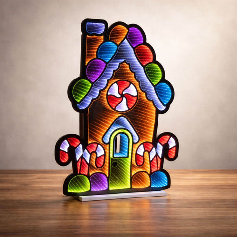 Gingerbread House Infinity Light, Acrylic w/UL Plug, 35"