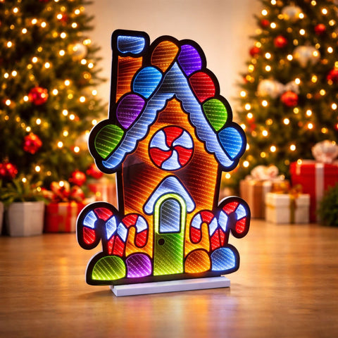 Gingerbread House Infinity Light, Acrylic w/UL Plug, 35"