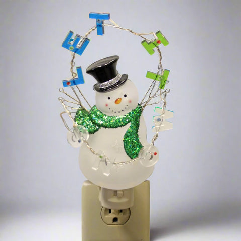 LED Snowman Night Light With "Let It Snow" Banner, 8.25"