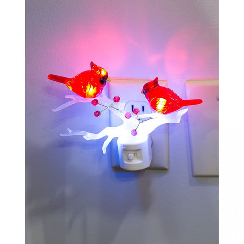 LED Cardinal on Branch Night Light, 5.5"