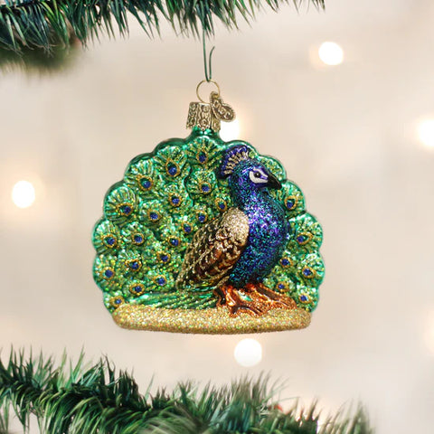 Proud Peacock Christmas Ornament, 3.5"