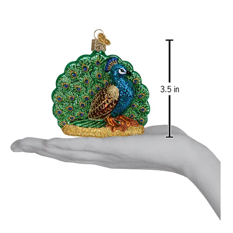 Proud Peacock Christmas Ornament, 3.5"