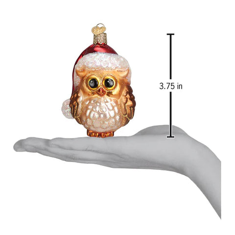 Santa Owl Ornament, 3.75"