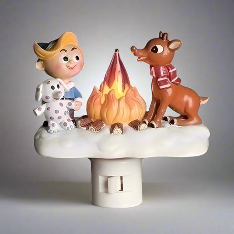 Rudolph The Reindeer And Elf Friend Flickering Night Light, 4"