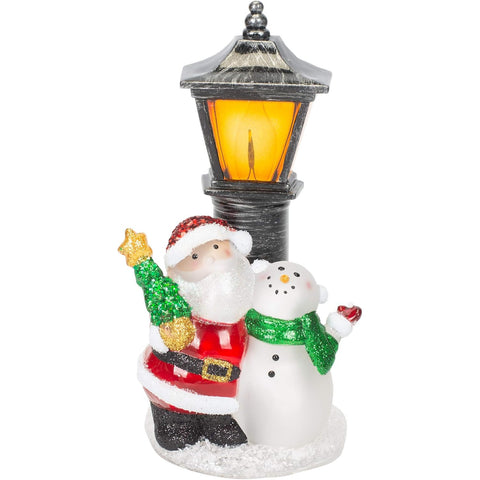 Santa & Snowman Lamp Post Decorative Night Light. 7"