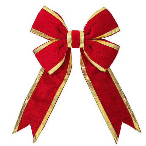 18" Indoor Structure Bow, Red Velvet with Gold Trim