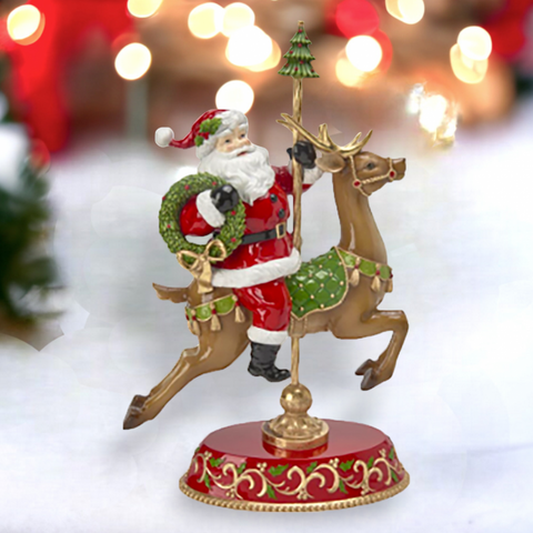 18" Santa on Deer Carousel