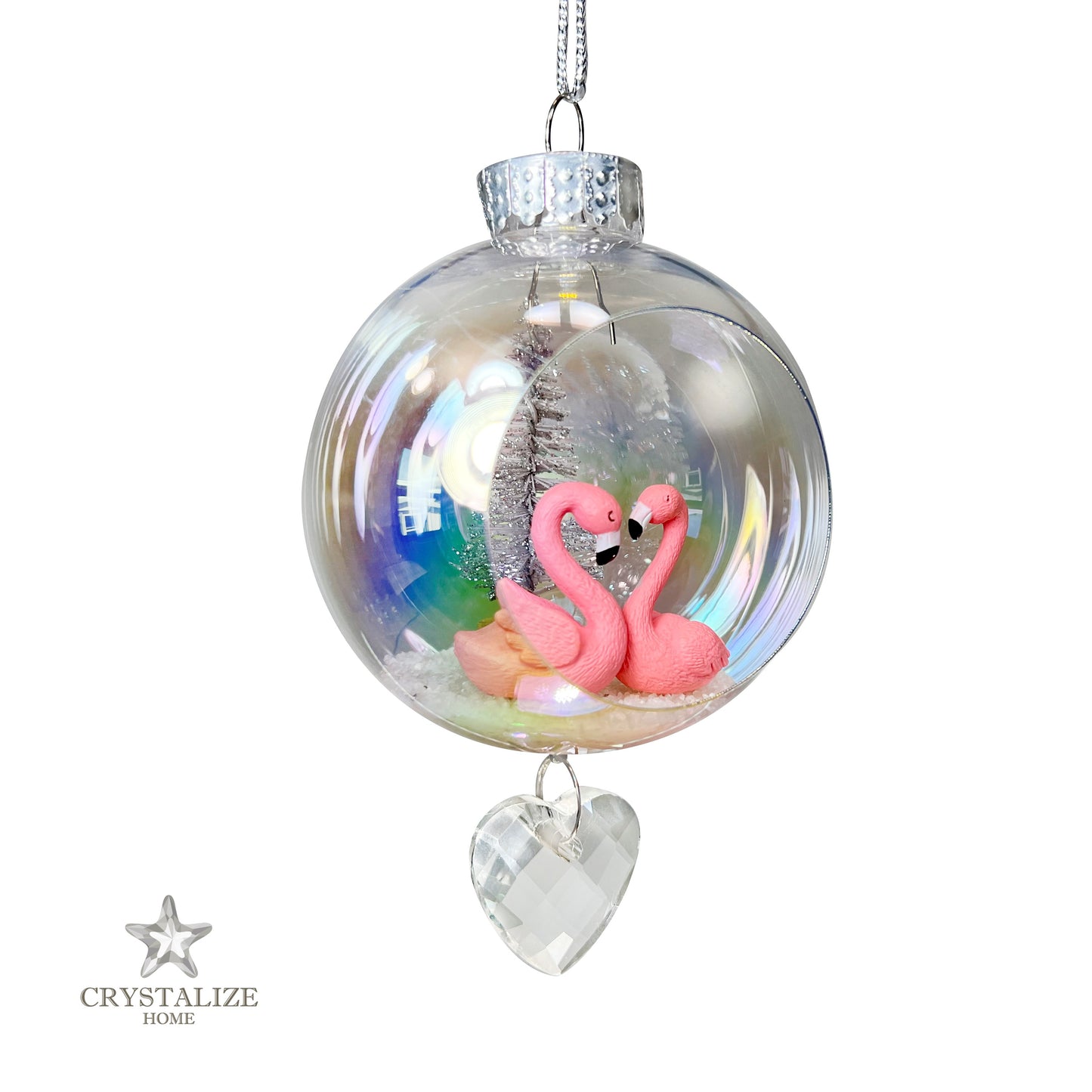 Flamingo Love Plastic Ornament with Magnetic Crystal 3" x 7"