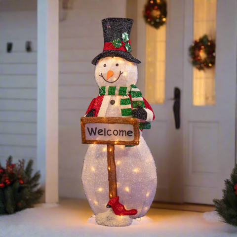 40″ Lighted "Welcome" Snowman