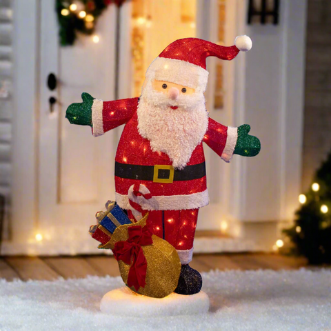 40″ Lighted Santa w/ Giftsack