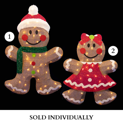 LED Gingerbread Man or Woman, 32 - 36" (2 styles - sold individually)
