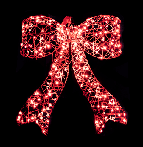 24" LED Twinkling Red Bow