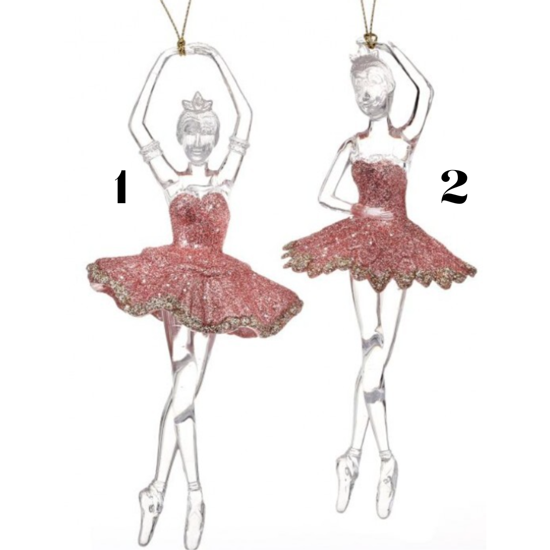 7.5" Pink Acrylic Ballerina Ornament