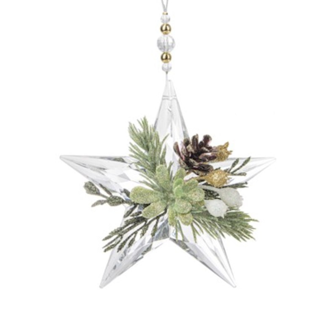 4.5"H Kissing Krystals Winter Sage Mistletoe Star Ornament