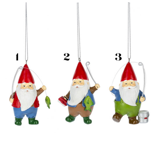 3.5"H Gnome Fishing Ornament