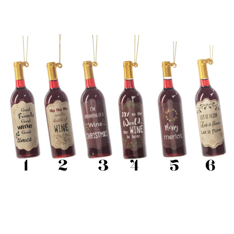 4.75"H Wine Bottle Ornaments with Label (sold individually)