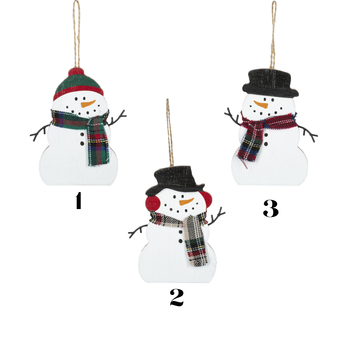 4"H Holiday Plaids Snowmen Ornament