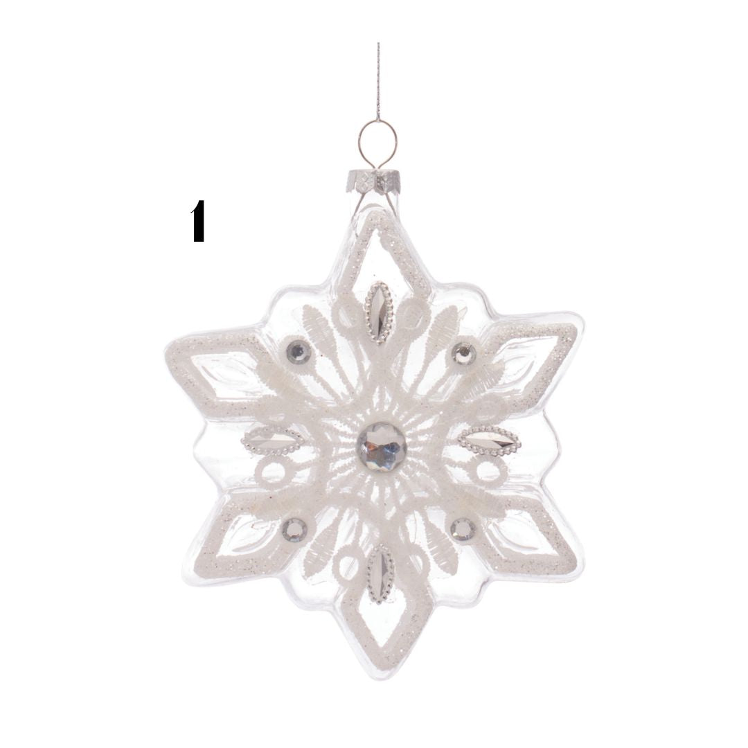 Snowflake Ornament (2 Asst)
5.5"H Glass