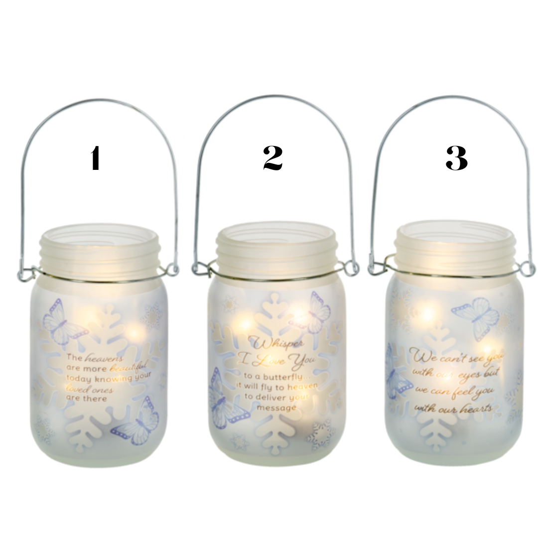 5"H Memorial Butterflies - Mason Jar Light Up Decor