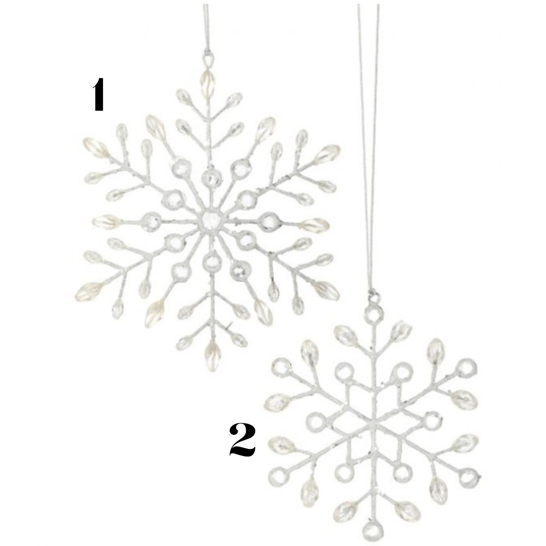 7" Wired Beaded Snowflake Ornament