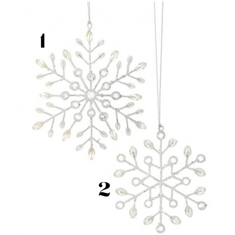 7" Wired Beaded Snowflake Ornament