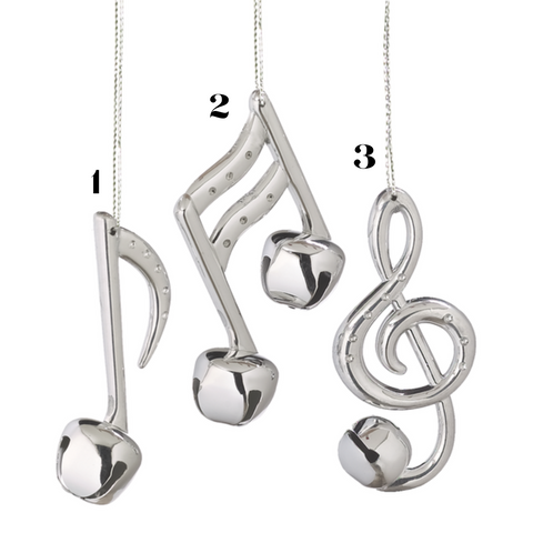 3"H Silver Bell Music Note Ornament