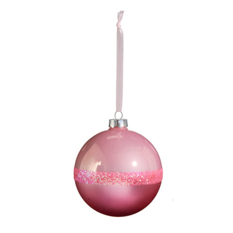 Pink Two Tone Ball Ornament, 4" (3 styles - sold individually)