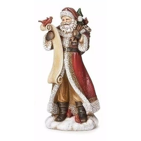 Santa w/ Cardinals Resin Figurine, 10" (2 styles - sold individually)