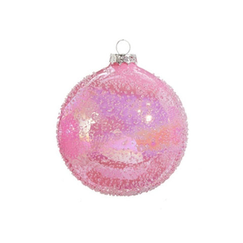 Pink Glitter Ball Ornament, 4" (3 styles - sold individually)