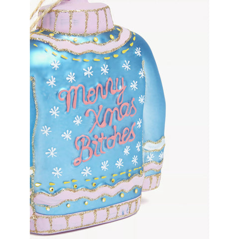 Glass Christmas Sweater Ornament, 4.5" (Blue)