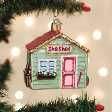 She Shed Glass Ornament