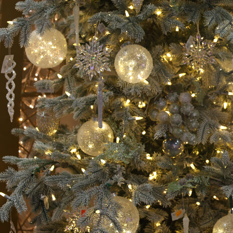 Icy Crystal Ball, 80mm, set of 12, Silver