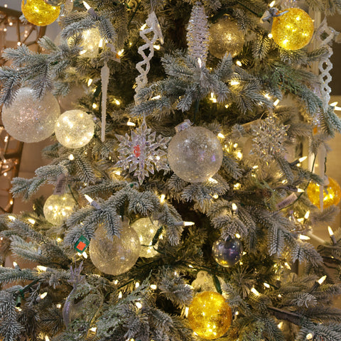 Icy Crystal Ball, 80mm, set of 12, Gold