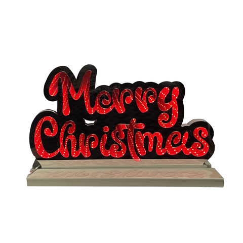 Infinity Merry Christmas Letters With Wooden Base (16")