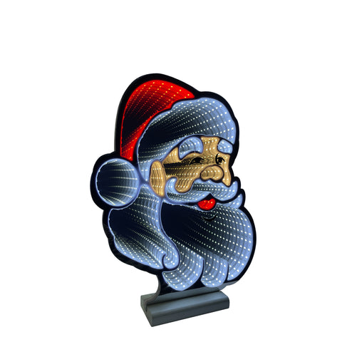 Infinity Christmas Santa Face With Wooden Base (16")