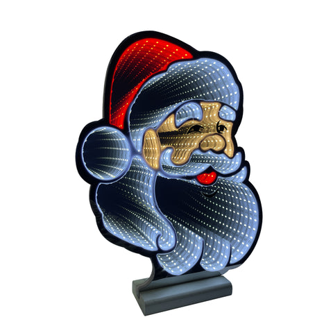 Infinity Christmas Santa Face With Wooden Base (24")