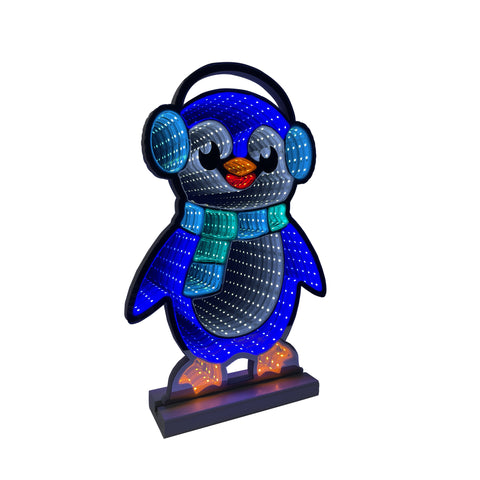 Infinity Christmas Penguin With Wooden Base (15")