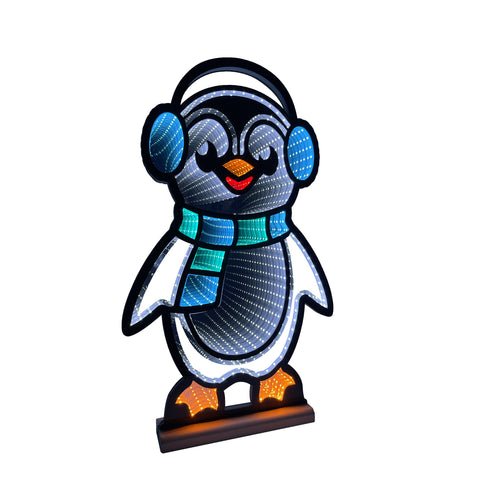 Infinity Christmas Penguin 2 With Wooden Base (15")