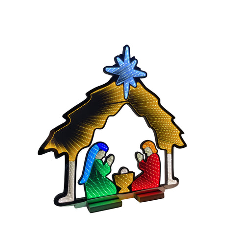 Infinity Nativity With Wooden Base (26")