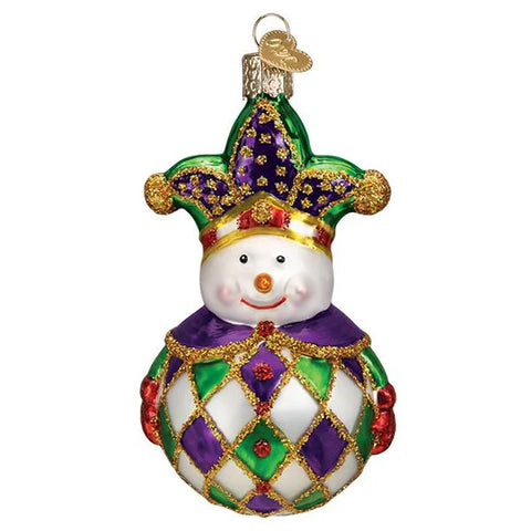 Harlequin Snowman Ornament, 2"