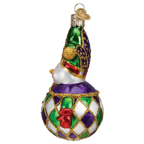 Harlequin Snowman Ornament, 2"