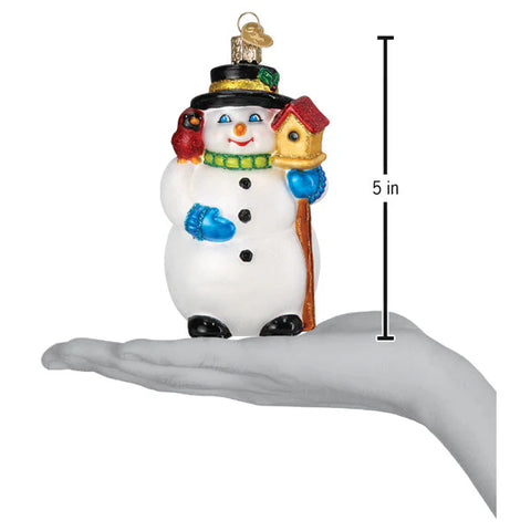 Snowman with Cardinal and red scarf