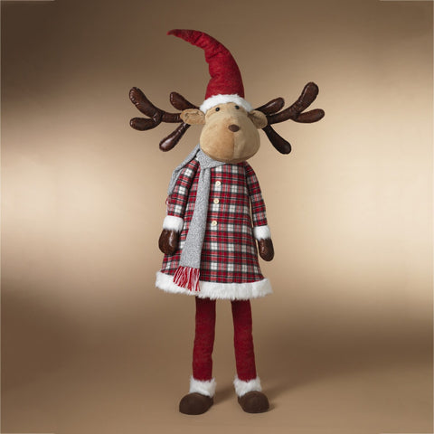 Fabric Jumbo Size Holiday Moose Figurine, 82.6"H