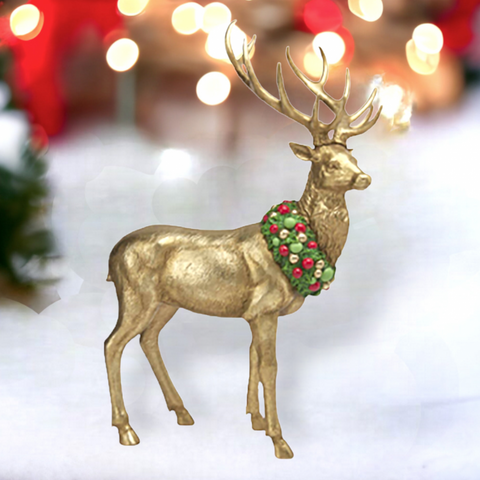 24.5" Carousel Deer w/Neck Wreath