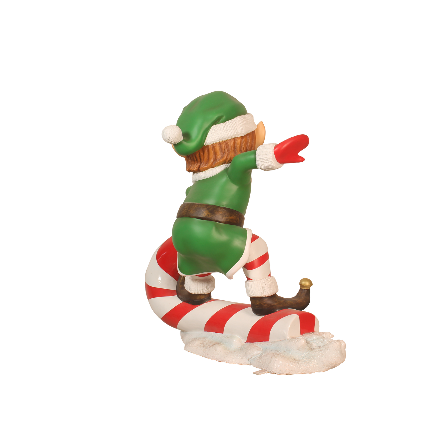 2ft 11in Fiberglass Resin Elf Surfing On Candy Cane Statue