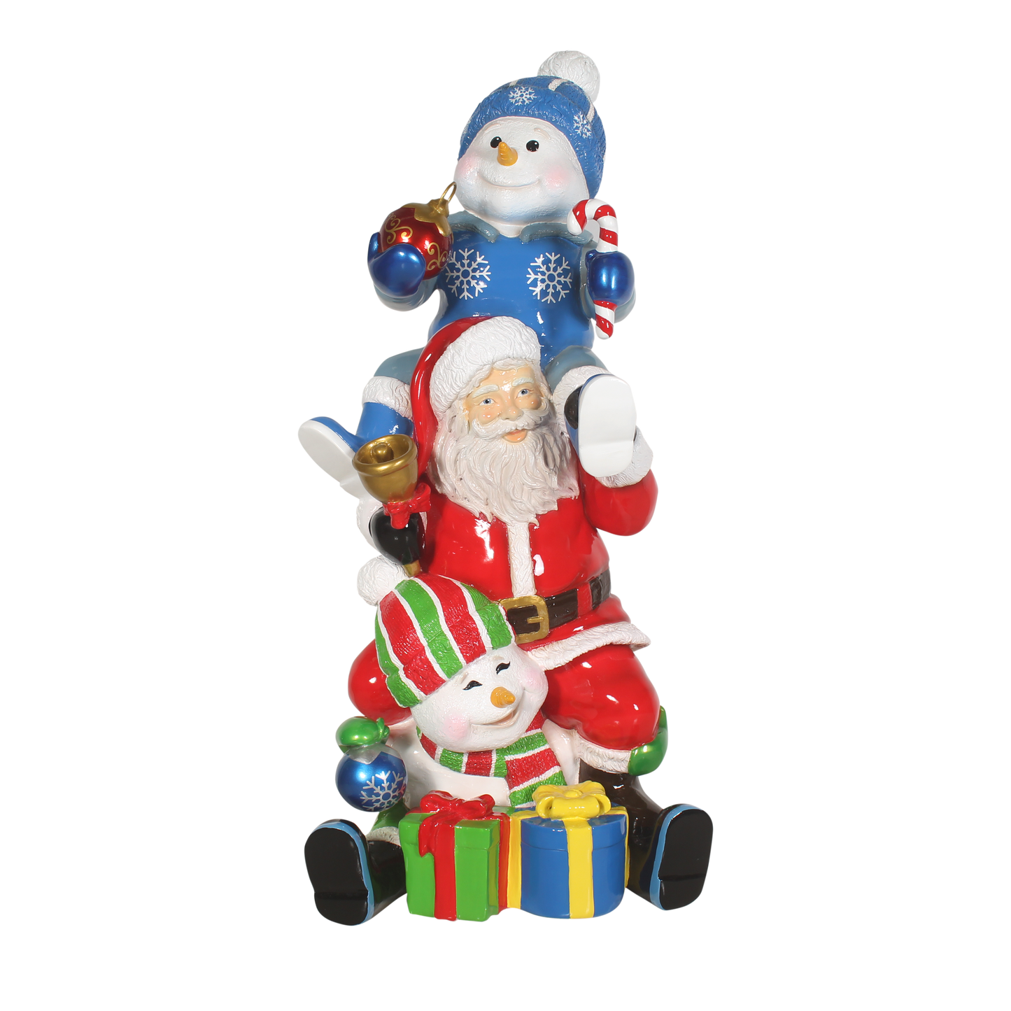 5ft Fiberglass Resin Santa & Snowman Stacking Gifts Statue